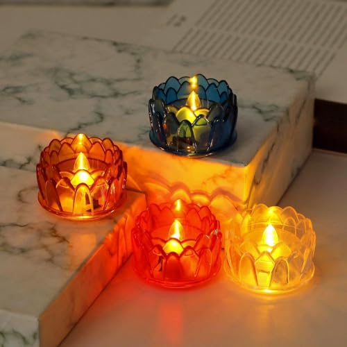 Velas LED sin llama en forma de flor pack de 12 luces decorativas 3