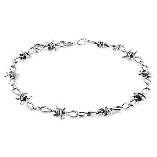 HZMAN Men's Punk Gothic Alloy Barbed Wire Necklace 20 Inch Want