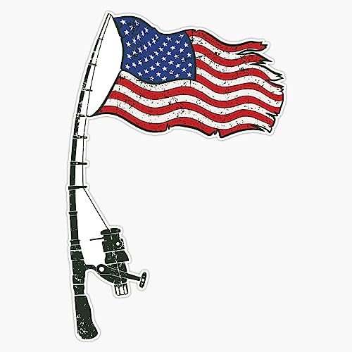 Fishing American Flag Sticker Bumper Sticker Vinyl Decal 5
