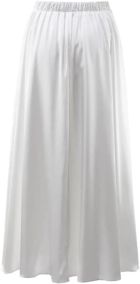 Women's Satin A-Line Skirt High Waist Elastic Comfort Fit Office Daily Casual Ankle Length Skirt2