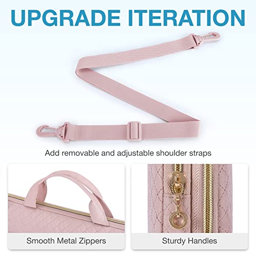 BAGSMART 15.6 Inch Laptop Case Sleeve Compatible with MacBook Pro 16 Inch,15.6 Inch HP,Dell,Acer Aspire,Asus Notebook, Lightweight Laptop Bag for Women with Shoulder Strap,Pocket,Handle, Pink4