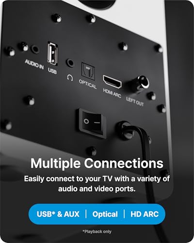 MAJORITY D50X Altavoces Activos 2.0 de 60W para PC | Altavoces HiFi de estantería con Bluetooth 5.3, HDMI ARC y AUX | Monitores de Estudio con chasis de Fibra de Carbono (Blanco) - imagen 5