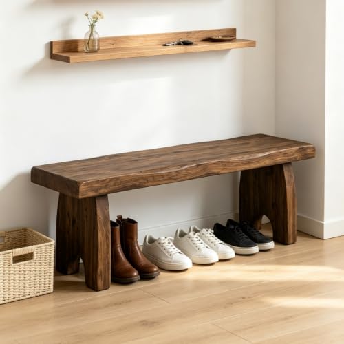 Solid Wood Porch Bench, Rustic Outdoor Seating