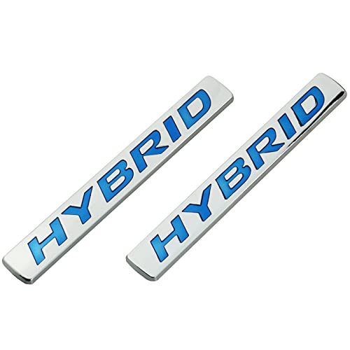 Image of 2X Hybrid Emblem 3D Metal Left n Right Door Fender Tailgate Badge Sticker Logo Nameplate for Universal Hybrid Car Truck (Chrome Blue)