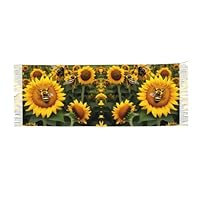Sunflower Bees Print Women'S Cashmere Feel Shawl Wrap Scarf Warm Scarf Poncho Cape For Women Evening Dresses