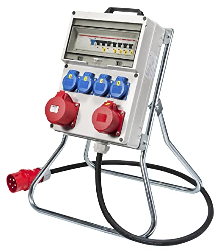 VOTHA® Kunststoff-StandverteilerKÖLN mit FI-Schalter Eingang CEE 32 A, 400 V, Steckdose 230 V~ 3, CEE 16 A, 400 V~ 2, CEE 32 A, 400 V~ 1, LS 16 A, 1-polig, C 1, LS 16 A, 3-polig, C 1