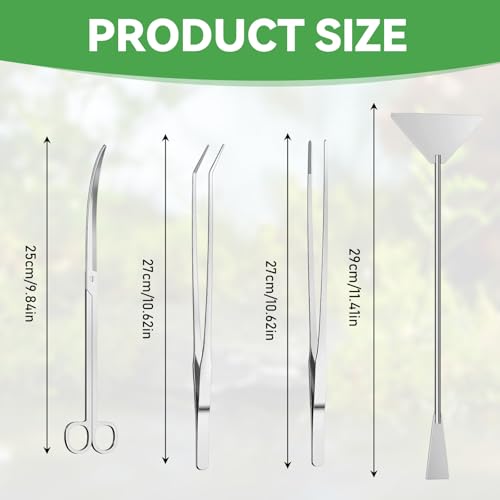 UCFBWO 4 Stück Aquarium Aquascaping Tools, 4-in-1-Aquarium Schere Spatel Pinzette, Edelstahl Wasserpflanzen Aquarium Werkzeug für Fisch Tank Reinigung Pflanze Trimmen