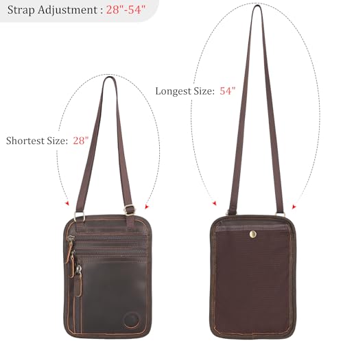 Polare Full Grain Leather Neck Wallet RFID Blocking Conceal Passport Holder Travel Pouch with AirTag Slot for Men 5