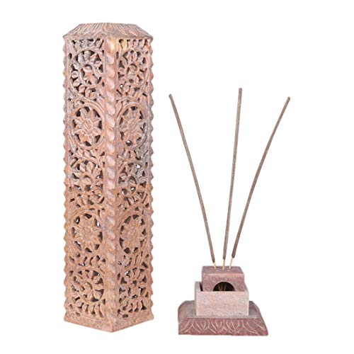Image of Marble Carving Agarbatti Stand, Combo | Soapstone Hand-Carved, Incense Burner Holder, Ash Catcher for Incense Sticks, Spiritual Decor for Puja Room