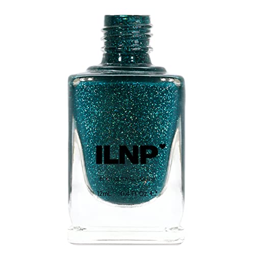 Image of ILNP Cheers - Creamy Forest Blue-Green Holographic Nail Polish, Chip Resistant, 7-Free, Non-Toxic, Vegan, Cruelty Free, 12ml
