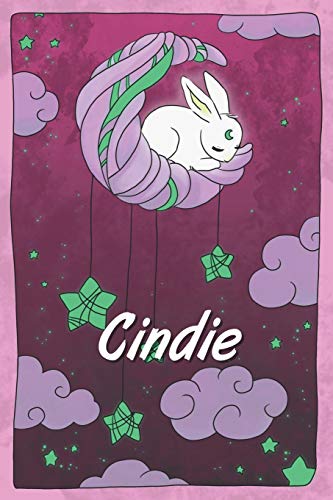 Cindie: personalized notebook sleeping bunny on the moon with stars softcover 120 pages blank useful as notebook, dream diary, scrapbook, journal or gift idea Paperback – Import, 29 April 2019