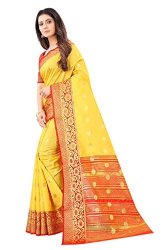 Generic yellow bhagalpuri silk saree in art silk – image 3