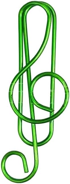 100 Pcs Music Paper Clips, Musical Note Shaped Clips for Office & School, Colorful Metal Treble Clef Paperclips, Bookmark & Document Organizer, Music Teacher Appreciation Gift (100pcs Green)