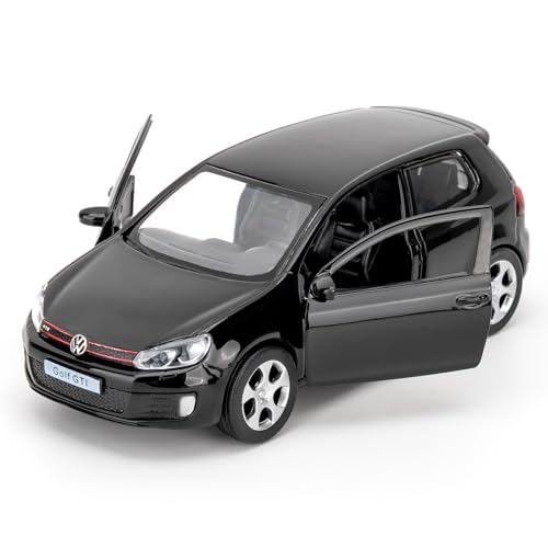 1:36 Volkswagen Golf GTI Toy Car, Diecast Pull Back Model Car, Doors Open, Collection Kids Toy for Aged 3 and up, Gift Black