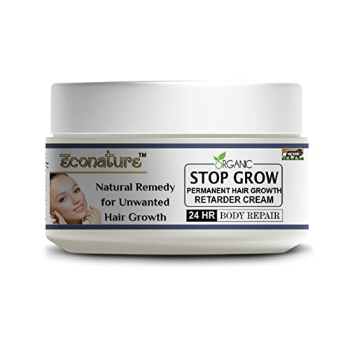 Econature Natural Remedy For Unwanted Hair Growth Stop Grow Permanent Hair Growth Retarder Cream 50 G 24HR Body Repair (Stop Grow, 50G)