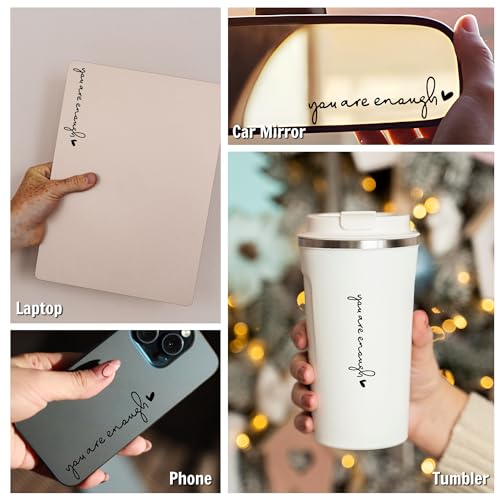 Image of Miarita 3X Hello Beautiful Rearview Mirror Decal, Vanity Mirror Stickers, Rear View Mirror Sticker, Car Mirror Stickers. (You are Enough Black)