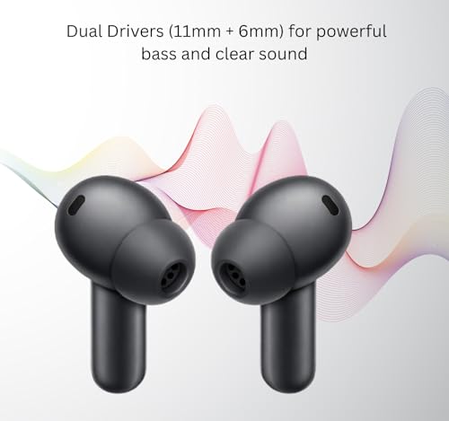 Image of Bluetooth Buds 4 for Oneplus with Dual Drivers & Dual DAC Audio, 50dB Active Noise Cancellation, Hi-Fi Sound Quality, Clear Voice Calls, Stable Low Latency Connection (Black)