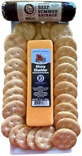 The Beef Backpacking Bundle | 1 Deli Direct Original Beef Summer Sausage, 1 Farmers' Market Wisconsin Cheddar Cheese, and Crackers | Shelf Stable Food for Backpacking, Hiking, or Snacking