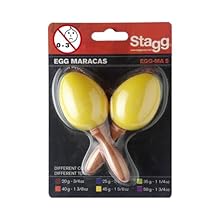 Bright plastic egg maracas Very tough plastic shells Range coloured in different weights to suit size and age of children Suitable for children 3+ 45g