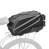 XHYASD 3 in 1 Fahrradtasche Gepäckträger 10L, Wasserdicht & Reflektierend Hinterradtasche, Multifunktionale Fahrrad Gepäckträgertasche (Schwarz)