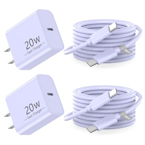 Image of iPhone 17 16 15 Charger Fast Charging 10FT, 20W USB C Charger Block & Cable | 2Pack [Apple MFi Certified] 20W Type C Charger & 10FT Long Type C Charging Cord for iPhone 17/17 Pro/17 Pro Max/16 15 Pro Max