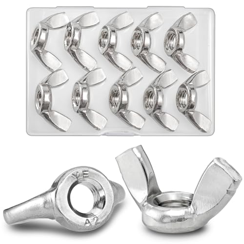 10PCS M10 Wing Nuts,304 Stainless Steel Butterfly Wing Nuts