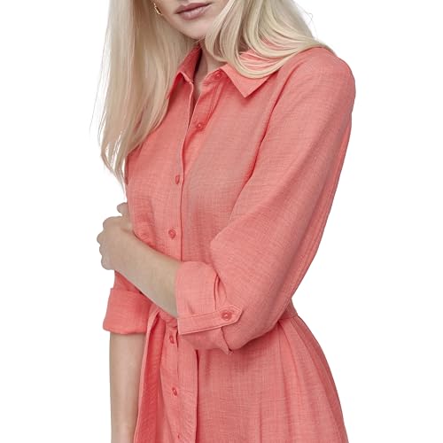 Image of DKNY Women's Long Sleeve Collared Tie Fit & Flare Mini Dress