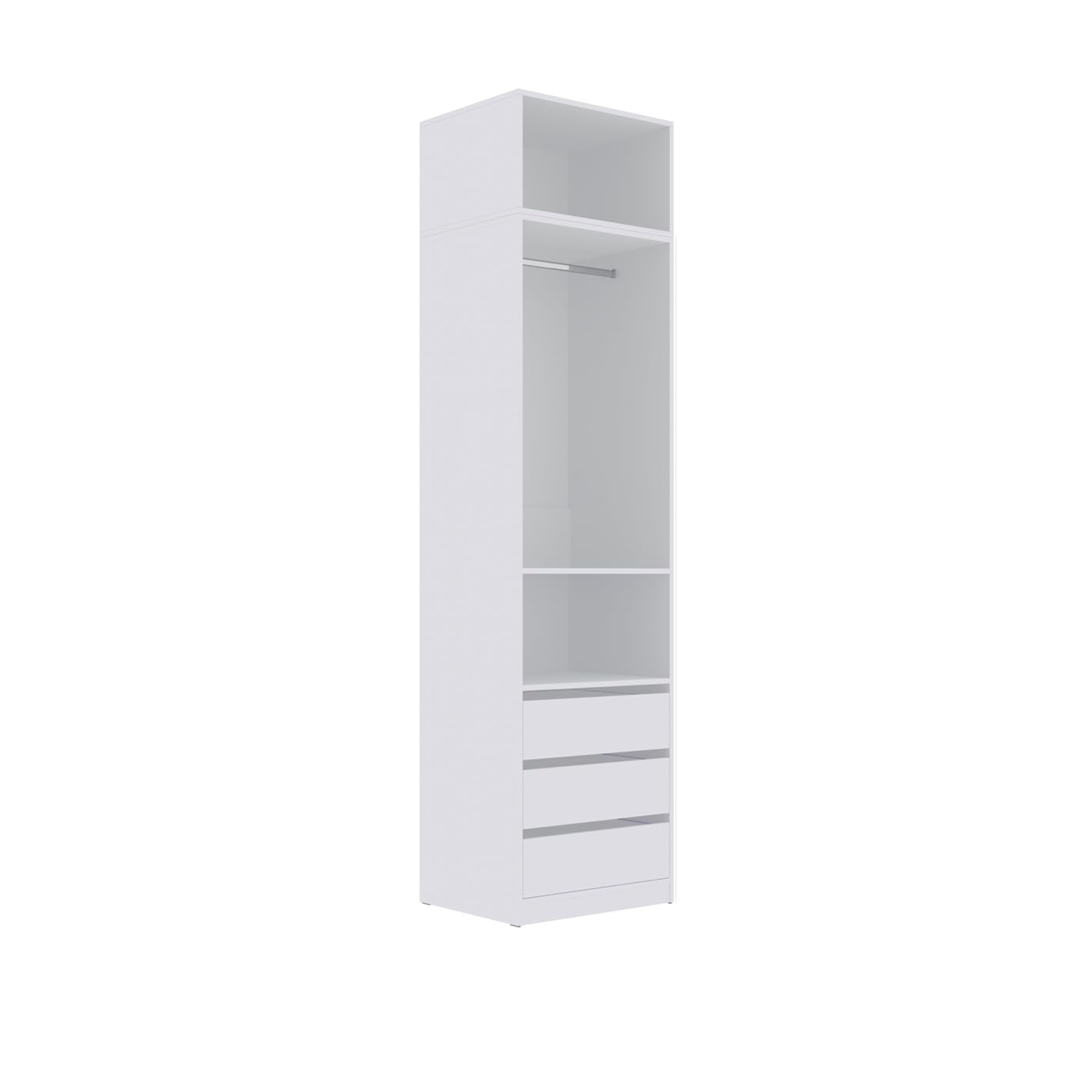 Marmex Garderobenschrank-Set TRES U/NB, begehbarer, offener Kleiderschrank mit Kleiderstangen, Einlegeböden für Kleidung, Schuhe, ohne Türen für Schlafzimmer, Ankleidezimmer 320x246x51 (weiß)