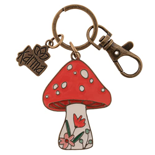Karma Gifts, Womens Enamel Keychains, Mushroom 2”x2.75”