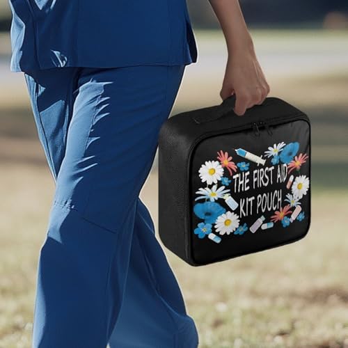 Image of Gomyblomy Daisy First Aid Kit Pouch Empty for Home Car Travel Medicine Bag Large Capacity Emergency Kits Portable First Aid Bags Empty for Nurse Doctors, Black