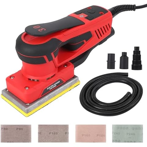 Towallmark Orbital Sander, 2.5 AMP Corded Palm Sander, 6 Speeds Max 10000 OPM Electric Sander for Woodworking with 12 PCS Sandpapers, Detail Sander for Woodworking, Polishing, Sanding Cover