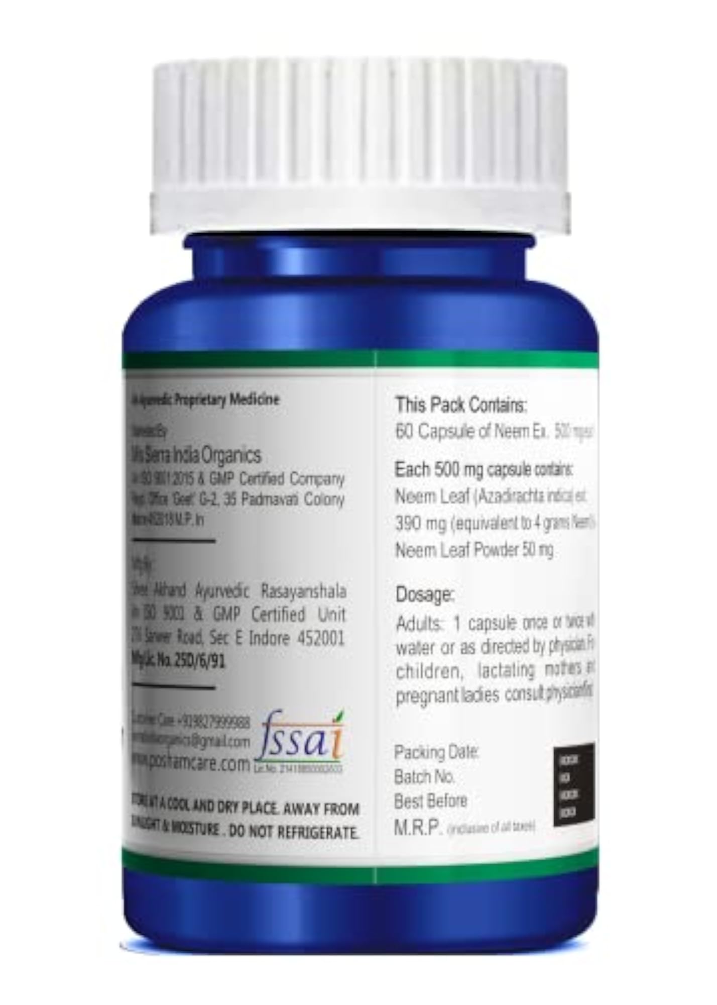 Neem Extract Capsules, Blood Purifier and Acne Control