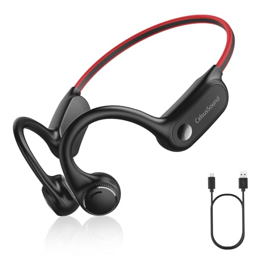 Genérico Auriculares de conducción ósea,Open Ear Bluetooth 5.2, Tipo C, reproducción de 10 Horas,Impermeable y Resistentes al Sudor, Auricular Deportivo Adecuado para Ciclismo, Correr y Fitness (Red)