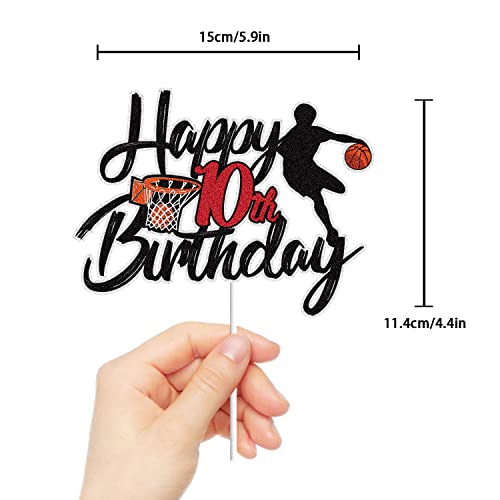 Basketball Happy 10Th Birthday Cake Topper 10 Ten Years Old Basketball Player Scene Cake Decoration Sport Theme Tenth Birthday Party Event Supplies For Boys Kids #TOP1