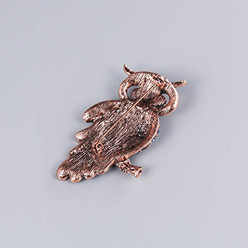 Owl Hummingbird Butterfly Dragonfly Peacock Frog Bee Zoo World Kingdom Crystal Brooch Pin for Women Girls Overcoat Sweater Decoration Jewelry-C owl2