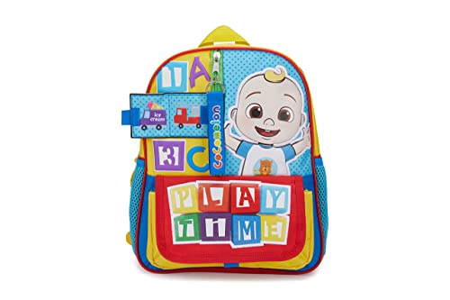 Image of AI ACCESSORY INNOVATIONS Cocomelon JJ's Playtime Interactive Mini Backpack for Boys and Girls, Pre school Schoolbag with Padded Back and Adjustable Straps, Versatile 12 inch