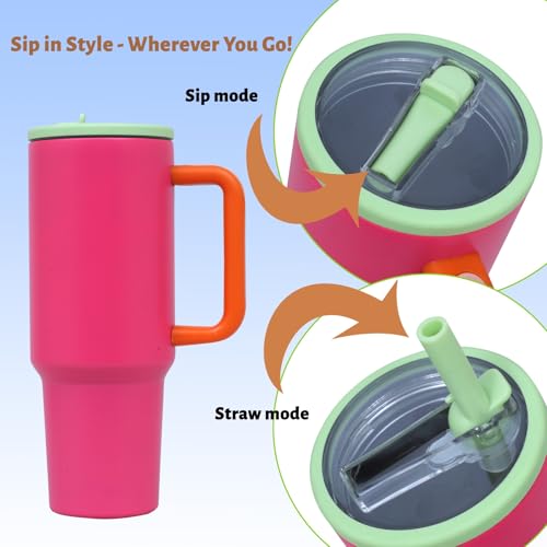 Image of Stainless Steel 1200 ml Vacuum Tumbler with Lid & Straw - Double‑Wall Insulated Cup for Travel, Gym & Office - Keeps Beverages Hot or Cold - 1.2 L Capacity (Orchid Pink)