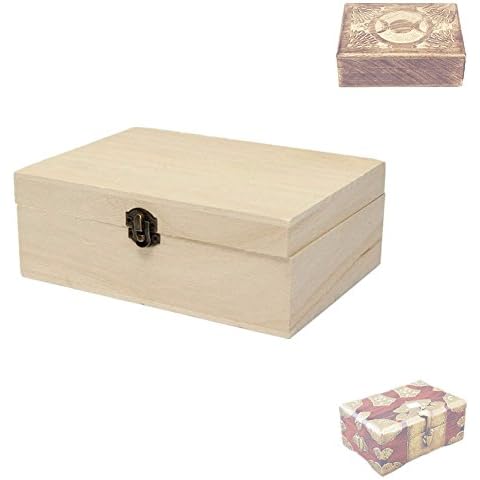 Fellibay Hofumix Decorative Boxes Wooden Box Jewelry Box Vintage Wood Handmade Box Wooden Unfinished Storage Box with Lid,6.9x4.9x2.6in Cover