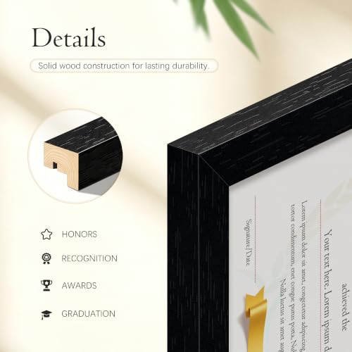 Image of 8.5x11 Solid Wood Picture Frame set of 20, Black Certificate Frames