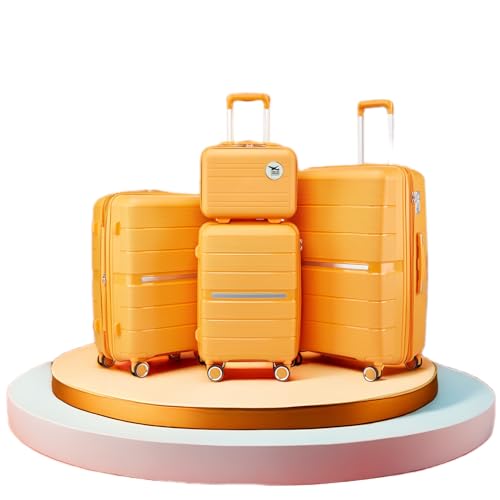 Luggage Sets - Hardshell Suitcases with Wheels, Expandable Luggage Sets 3 Piece, PC Suitcases Rolling Ultra Lightweight, Travel Bag for Woman Men, 20/24/28 Inch (Orange)