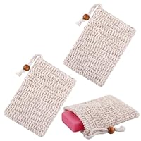 2 Stück Seifensäckchen Bio, Natürliches Sisal Seifenbeutel, Seifensäckchen für Feste Seife, Sicherer und Langlebiger Sisalfaser Seifensäckchen, Kordelzug Massage Seifensack, für Feste Seife Mesh