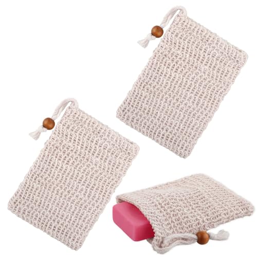 2 Stück Seifensäckchen Bio, Natürliches Sisal...