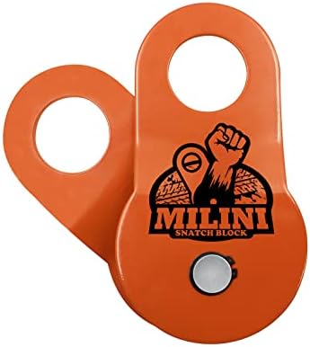 MILINI Snatch Block, Strength Recovery Off-Road Heavy Duty Winches Pulley for Synthetic Rope or Steel Cable, Universal Tackle Block for Truck, Tractor, ATV & UTV (Orange, 8T)