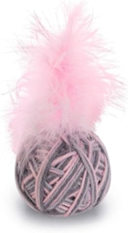 Beeztees Kedi Oyuncağı, Top Tüylü, Yün, Pembe ve Gri, 5cm