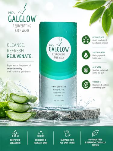 Image of GALGLOW Face Wash Brightening Cleanser Gel for Men & Women | Deep Cleansing Face Wash | Helps Reduce Acne & Excess Oil | Suitable for All Skin Types | Pack of 2, 75ml Each
