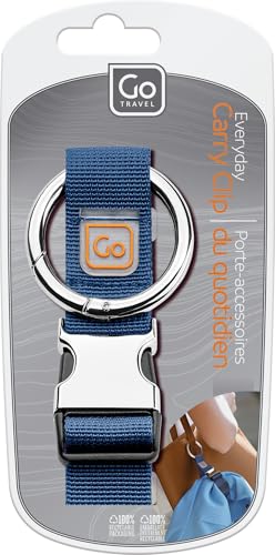 Image of Go Travel Carry Clip, Easy Attachment to Luggage, Blue | Carabiner Clip for Carrying Jackets, Umbrellas, and Shopping Bags, Spring-Loaded Design, Travel Essentials