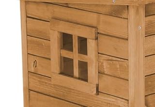 Casetta per gatti in legno Kerbl Rustica, porta a doghe, finestra in plexiglas, piedini in plastica regolabili in altezza, marrone/verde, 57 x 45 x 43 cm