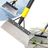 Floor Scraper Long Handle - Ice Removal Tool, Multifunctional Garden Cleaning Flat Shovel, 60' Weed Scraper Heavy Duty Sharp Blade for Lawn Edging,Sidewalk Weeding,Driveway Steps Snow Shovel
