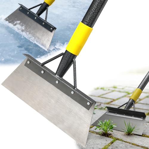 Floor Scraper Long Handle - Ice Removal Tool Multifunctional Garden Cleaning Flat Shovel 60 Weed Scraper Heavy Duty Sharp Blade for Lawn Edging Sidewalk Weeding Driveway Steps Snow Shovel