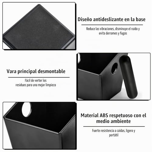 Miniatura 4 de Astralong Recipiente Para Posos De Café, Knock Box Espresso Con Barra De Golpe Extraíble, Base Antideslizante, Accesorios Barista Para Portafiltros, Hogar, Cafetería Y Oficina Negro